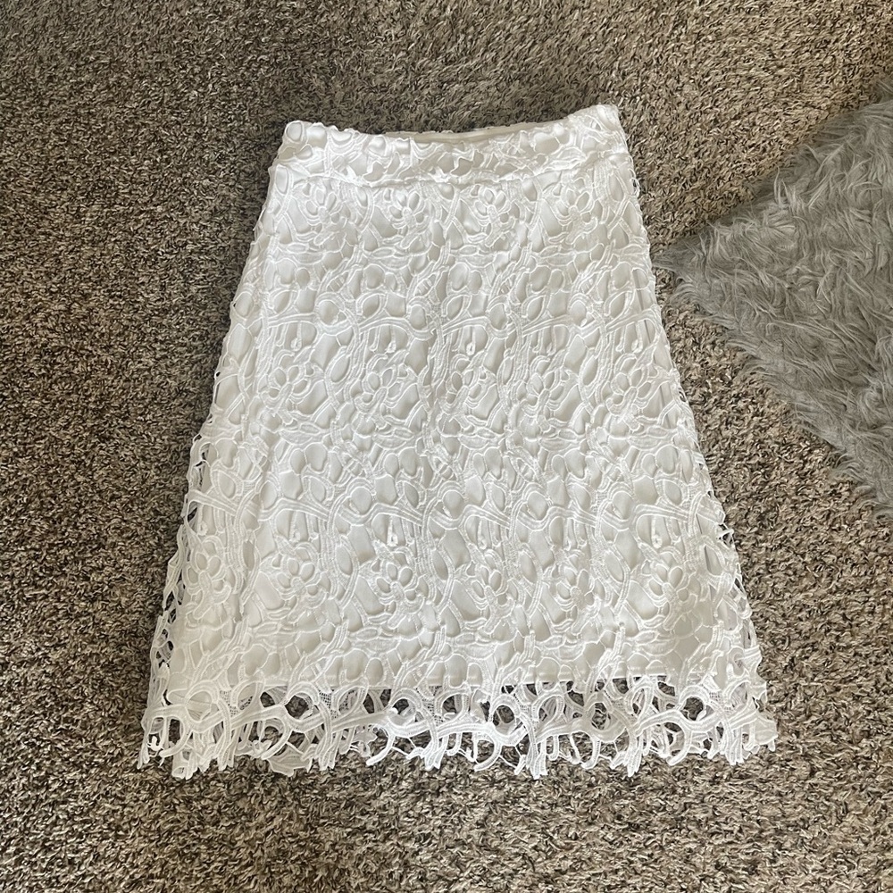 Valerie Stevens White Crochet Lace Skirt